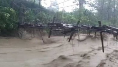 Arunachal: Flash Flood damaged suspension bridge at Boginadi village
