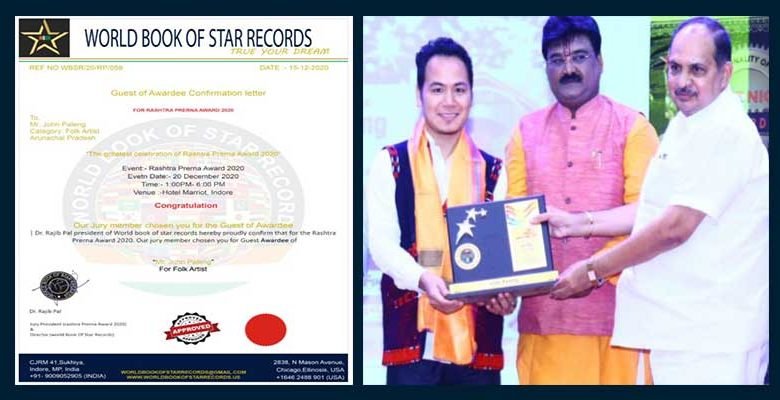 Arunachal: John Paleng awarded with “Rashtra Prerna Award 2020”