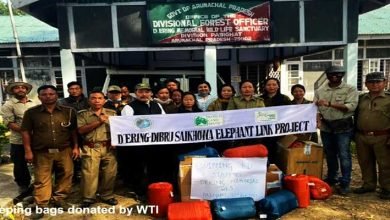  Arunachal:  WTI donates sleeping bags to field staffs of DEWS, while Ponung Ering Angu donates Solar lighting