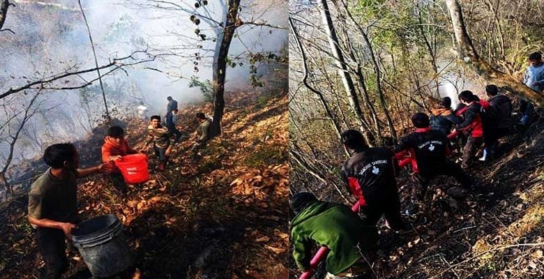 Arunachal: Wild fire engulfed major portion  of the forest below Old Lungla