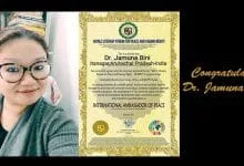 Arunachal: Dr. Jamuna Bini has been conferred the coveted title of ' International Ambassador of Peace '