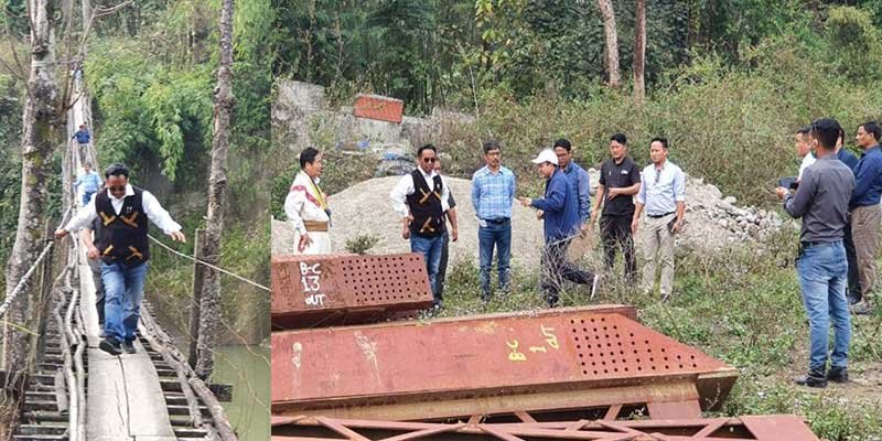 Arunachal:  Minister, MLA visit  under construction steel arch bridge over Pare River here