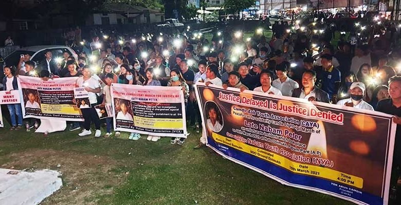 Arunachal: Candle light march in Doimukh demanding justice for late Nabam Peter
