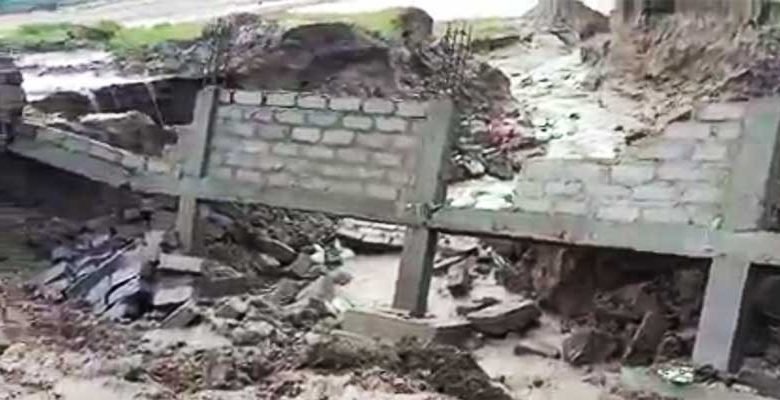 Itanagar: After NH-415, now portion of Boundary wall of Hollongi airport collapsed after heavy rain