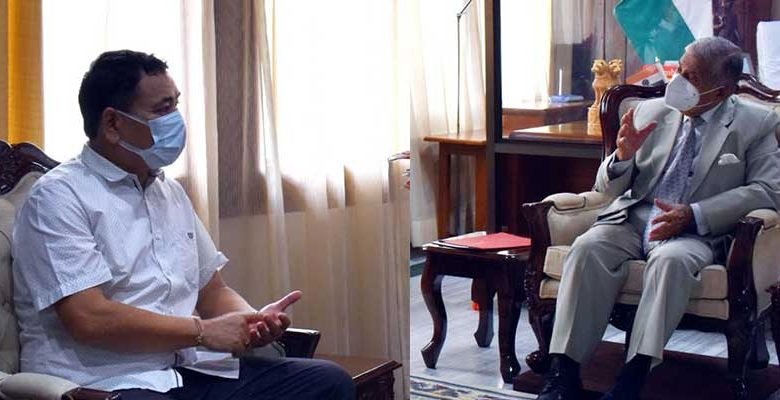 Arunachal: Health Minister Alo Libang calls on the Governor B D Mishra 