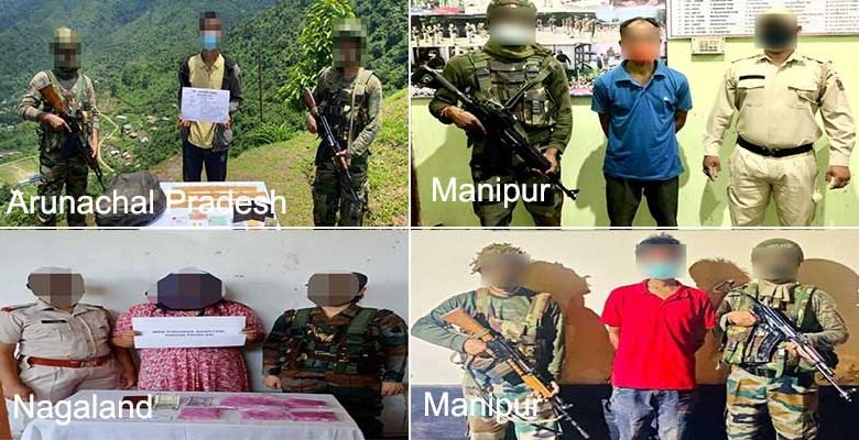 Assam Rifles apprehended OGW of NSCN-K(YA), PREPAK (PRO) and KCP (N) cadres and a woman drug peddler from northeast.