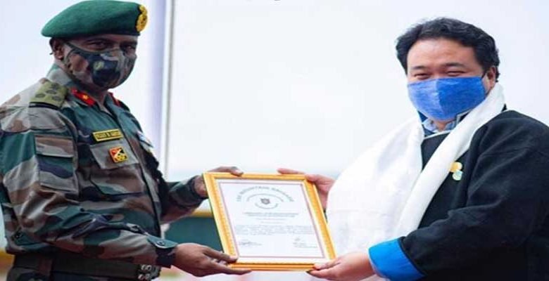 Arunachal:  Army honours Chombay for boosting civil-military ties