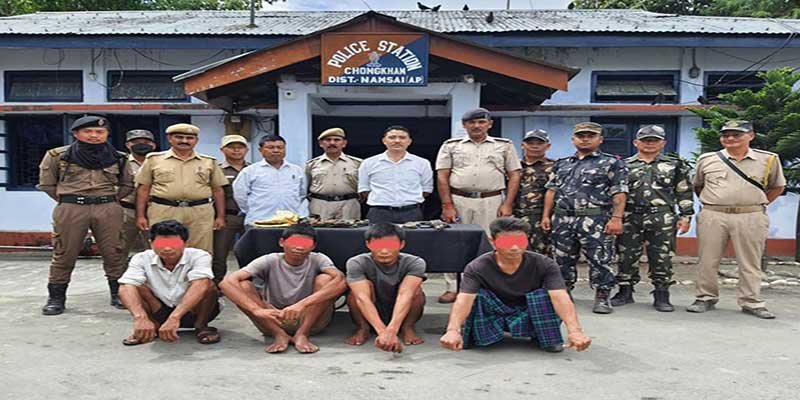 Arunachal:  Four including one ENNG cadre arrested on charge of extortion money in Chongkham