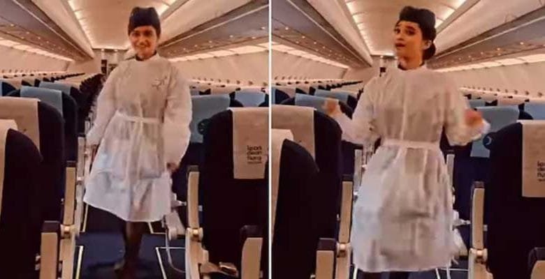 Indigo Air hostess dances to Manike Mage Hithe song on empty flight- Viral video has 13 million views