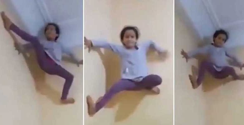 Spider Girl:  5-year-old girl climbs up a wall like Spiderman,  Watch Viral Video