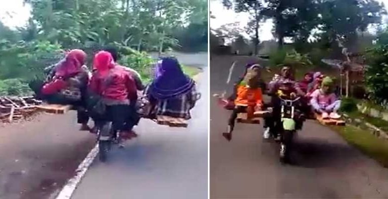 Side effect of Fuel Price Hike: Bike converted for 9 people to ride at a time , video goes Viral