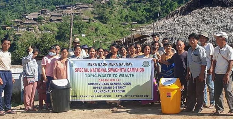 Arunachal: KVK Upper Siang conducts mass social service cum plantation drive at Ramku Village 