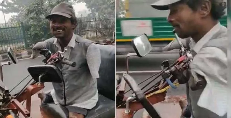 Viral Video: Man with disability in limbs driving modified autorickshaw