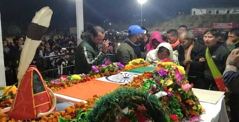 Arunachal: Mortal remains of Martyred Rifleman Longdon Wangsu reached Longding