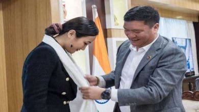 Arunachal CM felicitates Badhaai Do actor Chum Darang