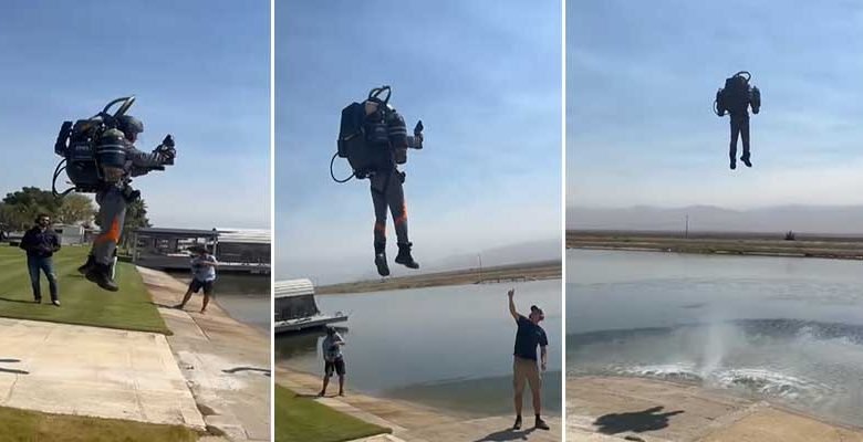 Man flying in the air with the help of a machine- Watch Video