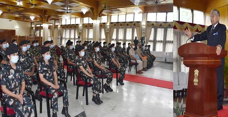 Itanagar: Arunachal Governor interacts with the designated Airport Security personnel