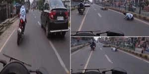 Viral Video of Speeding biker crashes as stunt goes wrong