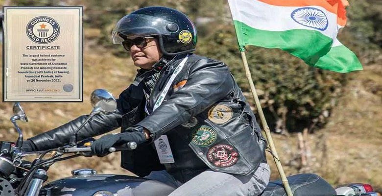 Arunachal: Tawang entered Guinness Book of World Records by forming largest helmet sentence