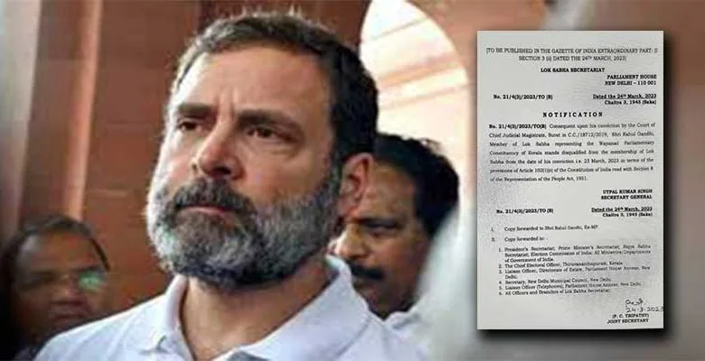 Rahul Gandhi disqualified as member of Lok Sabha