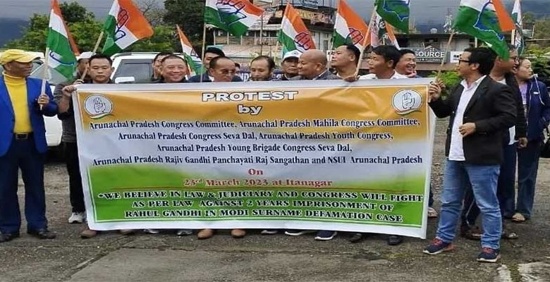 Arunachal: APCC protests Rahul Gandhi’s conviction in criminal defamation case