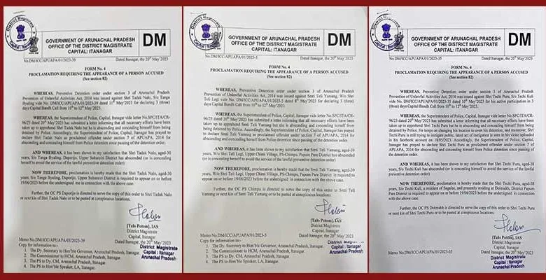 Arunachal: Admin issued Proclamation notice to three individuals in connection with recent capital bandh call