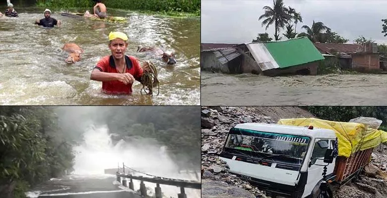 Floods Wreck havoc in Arunachal, Assam and Sikkim : Road washed away, tourists stranded