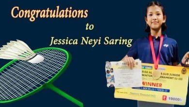 ITANAGAR-  Jessica Neyi Saring, a young Shuttler of Arunachal Pradesh  won the  gold medal at All India Sub Junior Ranking Badminton Tournament (U-13).