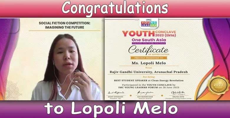 IMC Youth Conclave : RGU Student Lopoli Melo declared best student speaker