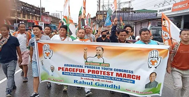 Itanagar: APYC, APCC organise Peaceful Protest March in solidarity of Rahul Gandhi
