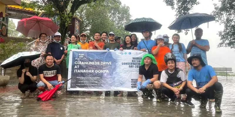 Itanagar: Cleanliness drive held at the Itanagar Gompa