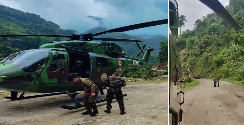 Arunachal: Helicopter on mission stuck in trouble due to bad weather, had to do one skid landing