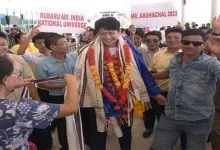Itanagar: Rubaru Mr. India -National Universe Tachhang Phasang receives warm welcomes on his arrival