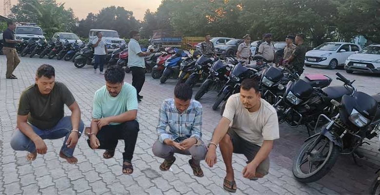 The Itanagar Police on Tuesday arrested four members of a bike lifters gang including the mastermind and seized 35 stolen motorcycles from them.