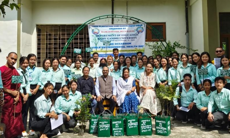 Arunachal: RGU students organised Tree Plantation and Cleanliness Drive on World Environmental Health Day