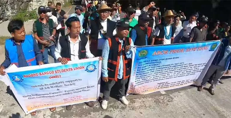Arunachal: Protest Rally Held Against Mega Dam project in Siang valley