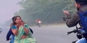 Viral Video: Woman creates reels while giving flying kiss on moving bike, video went viral