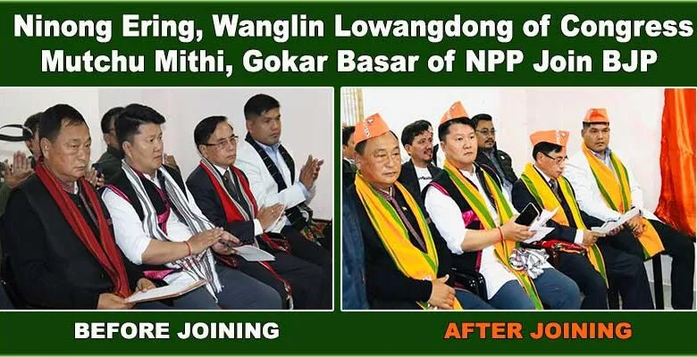 Arunachal: Ninong Ering, Wanglin Lowangdong of Congress and Mutchu Mithi, Gokar Basar of NPP Join BJP