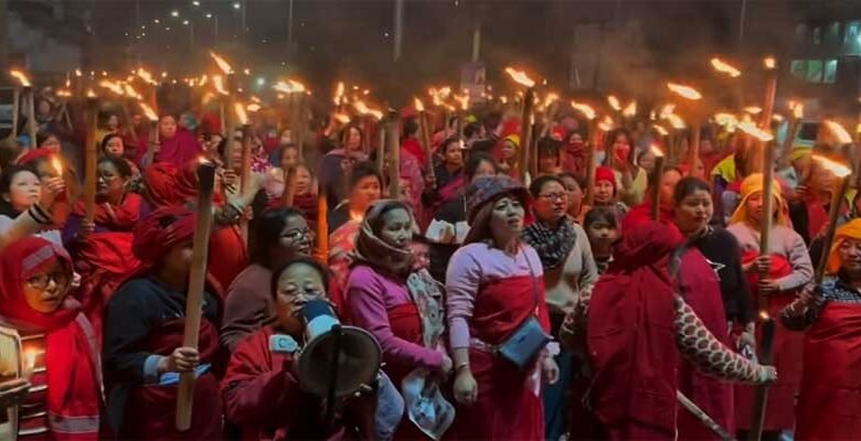 Manipur: Women take out torch rally demanding withdrawal of SoO Agreement