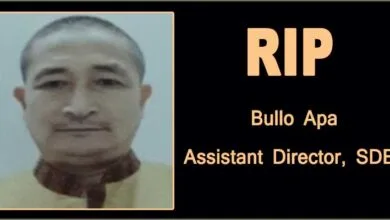 Arunachal: SDE Department mourns demise of AD Bullo Apa