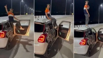 Viral Video: Man performs dangerous stunt on moving car. Mumbai Police reacts to viral video