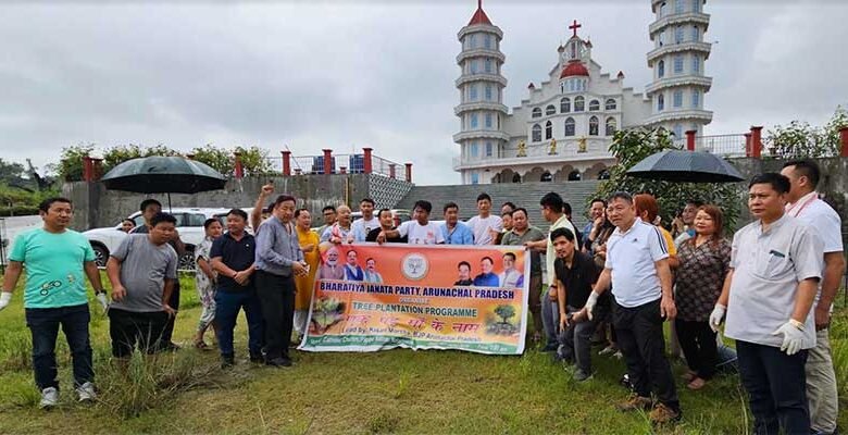 Arunachal: BJP Kisan Morcha planted trees at Catholic Church