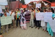 Arunachal: BJYM protest out side Congress Office against Rahul Gandhi's Hindu remark