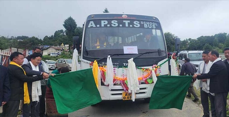 Arunachal: Namgey Tsering flags off School bus service from Khirmu to Tawang