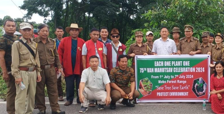 Arunachal: Plantation of tree saplings carried out along NH-13 at Mebo