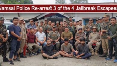 Arunachal: Namsai Police Re-arrest 3 of the 4 Jailbreak Escapees