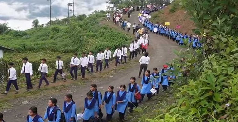 Arunachal: AOSU takes out peaceful rally at Lazu, seeking urgent solution to their various demands