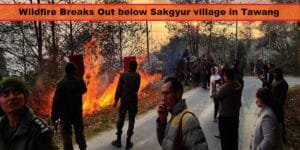 Arunachal: Massive Wildfire Breaks Out below Sakgyur village in Tawang 