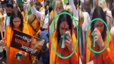 Viral Video: BJP MLA Balmukund Acharya Sparks Controversy by Using Tricolor to Wipe Nose During Tiranga Yatra