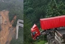 VIRAL VIDEO: Truck Hangs Mid‑Air Following Bridge Collapse in China